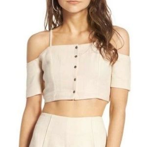 ASTR Cropped Top Off The Shoulder Natural L
